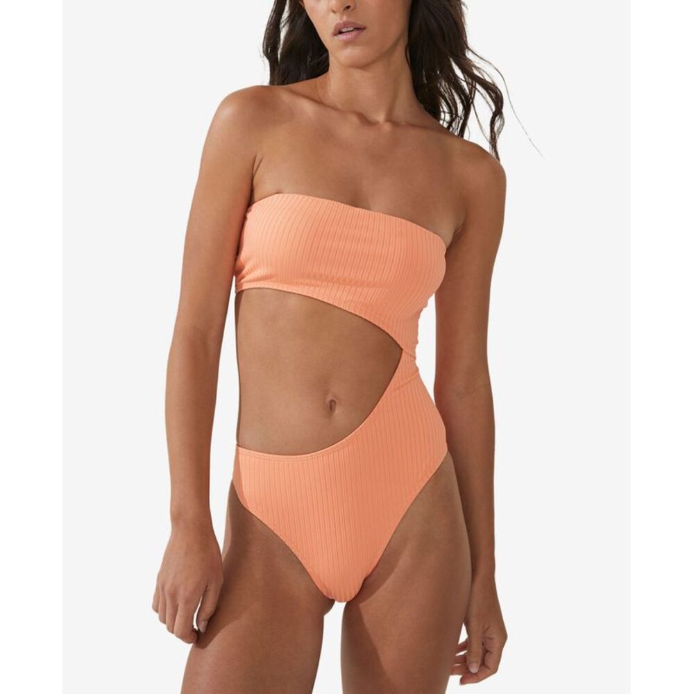 Cotton On Women's Strapless Cutout Brazilian One-Piece Swimsuit